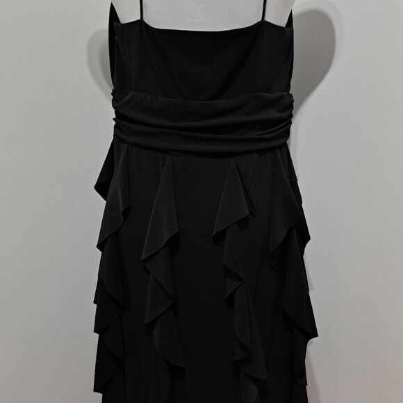 Vintage Betsy & Adam 90's Y2K Halter Neck Ruffle Goth Knee Length Dress S 14W - Picture 15 of 17